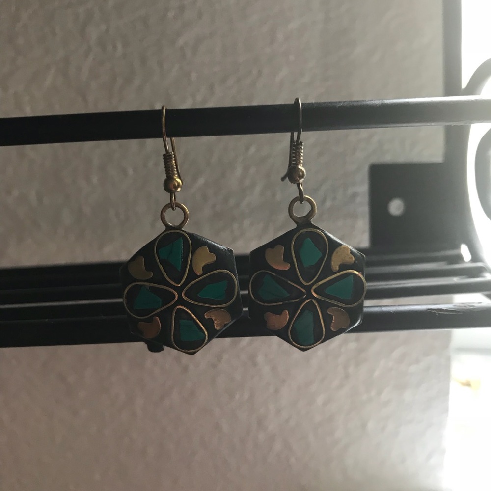 Vintage Indian turquoise earrings